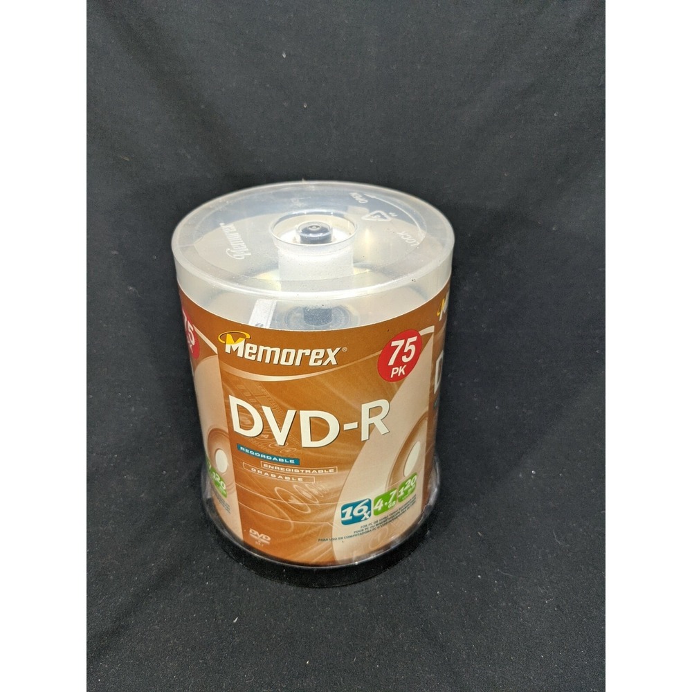 Memorex DVD-R 75-Pack Spindle 4.7GB 16X 120‎ Minutes NEW Factory Sealed